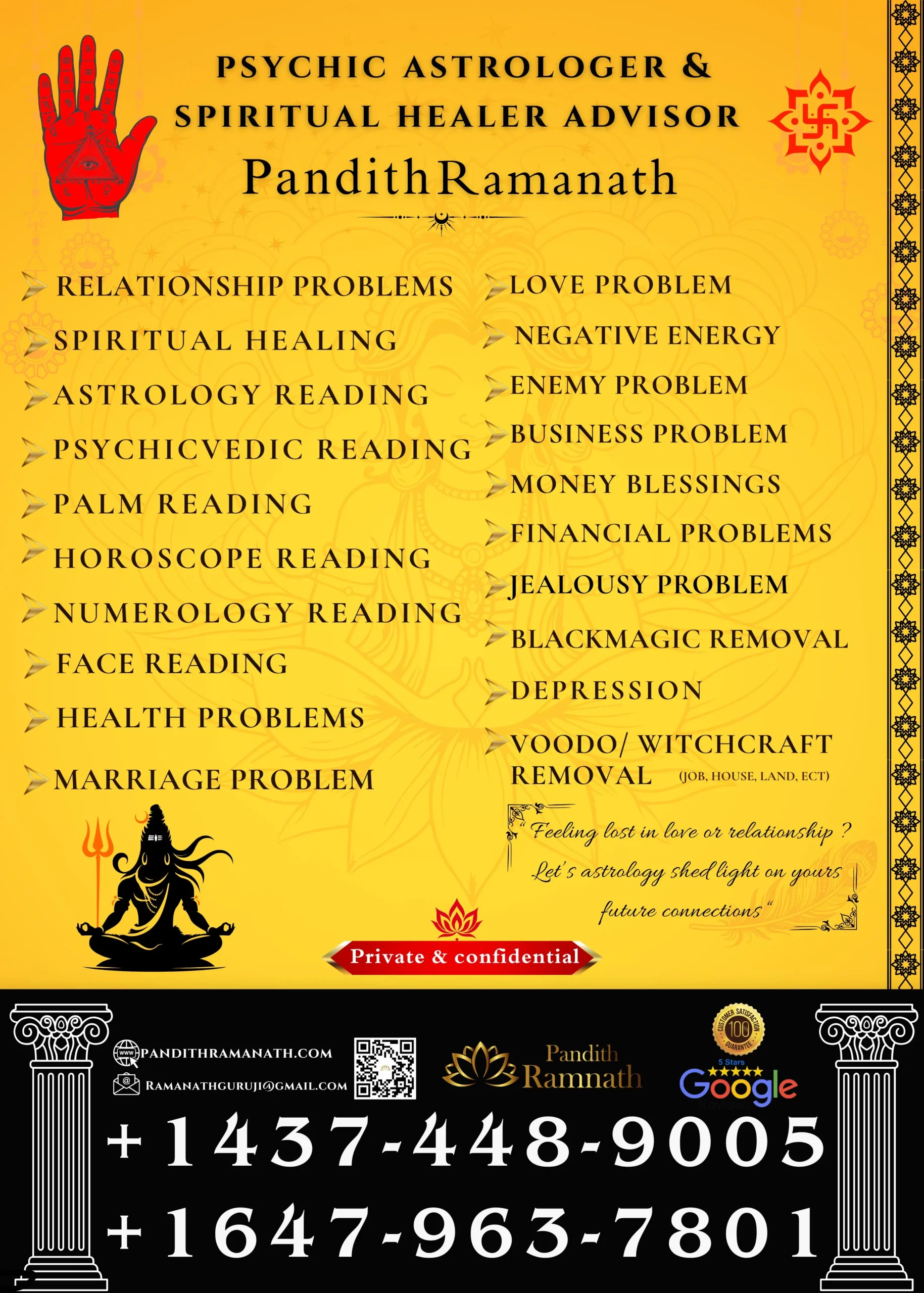PSYCHIC ASTROLOGER & SPIRITUAL HEALER ADVISOR Pandith Ramanath